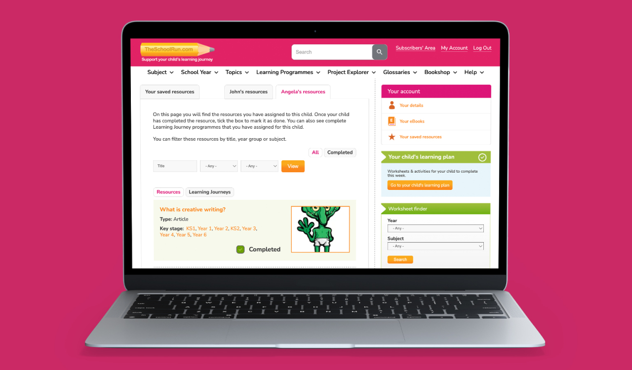 Resources page on TheSchoolRun website.