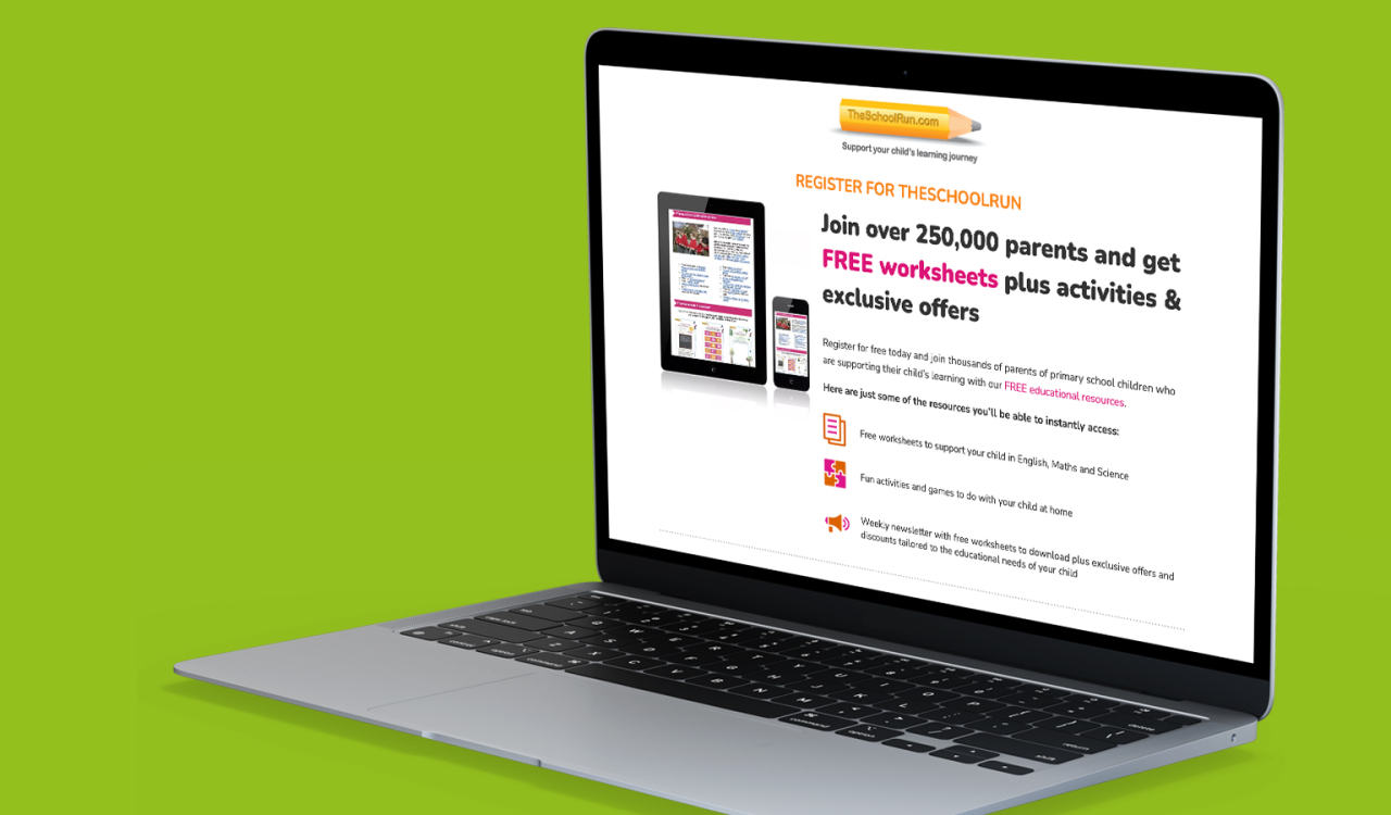 Signup page on TheSchoolRun website.
