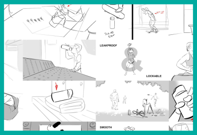 concept storyboard of ION8 TV ad.